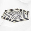 Black Bone Inlay Tray Hexagon | Black And White Bone Inlay Tray
