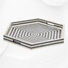 Black Bone Inlay Tray Hexagon | Black And White Bone Inlay Tray