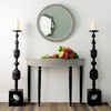 Espejo redondo de hueso con relieve floral negro