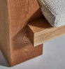 Block Backless Upholstered Wooden Sofa wooden block close-up