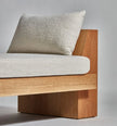 Block Backless Upholstered Wooden Sofa end view with cushion