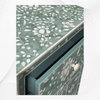 Floral patterned green bedside cabinet with bone inlay work