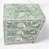 Compact green bone inlay nightstand with blooming flower design
