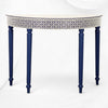 Consola curva con incrustaciones de hueso en relieve azul