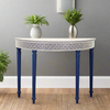 Consola curva con incrustaciones de hueso en relieve azul