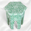 Bone Inlay Floral Design Hexagonal Table Green 2