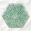 Bone Inlay Floral Design Hexagonal Table Green 3