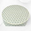 Bone Inlaid Round Coffee Table Honeycomb Grey | Bone Coffee Table