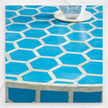 Table Basse Ronde Incrustée D'Os Nid D'abeille Turquoise