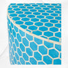 Table Basse Ronde Incrustée D'Os Nid D'abeille Turquoise