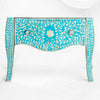 Bone Inlay 2 Drawer Small Chest Curved Legs Turquoise