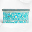 Bone Inlay 2 Drawer Small Chest Curved Legs Turquoise