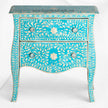 Bone Inlay 2 Drawer Small Chest Curved Legs Turquoise