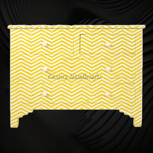 Bone Inlay Chest of Four Drawer Chevron Design Yellow
