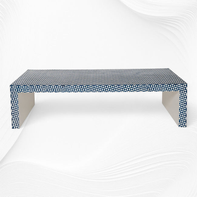 Tavolino da caffè con intarsio in osso, design a quadri