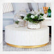 Table centrale avec incrustation d'os, motif à rayures, blanc