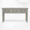 Bone Inlay Floral 3 Drawer Console Edge Black