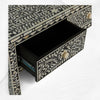 Bone Inlay Floral 3 Drawer Console Edge Black
