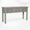 Bone Inlay Floral 3 Drawer Console Edge Black