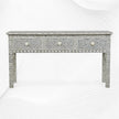 Bone Inlay Floral 3 Drawer Console Edge Grey