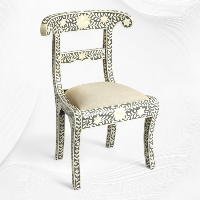 Bone Inlay Floral Chair Grey