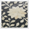 Mesa consola floral con incrustaciones de hueso negra