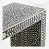 Mesa consola floral con incrustaciones de hueso negra