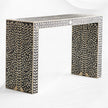 Mesa consola floral con incrustaciones de hueso negra