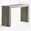 Mesa consola floral con incrustaciones de hueso negra