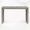 Mesa consola floral con incrustaciones de hueso negra