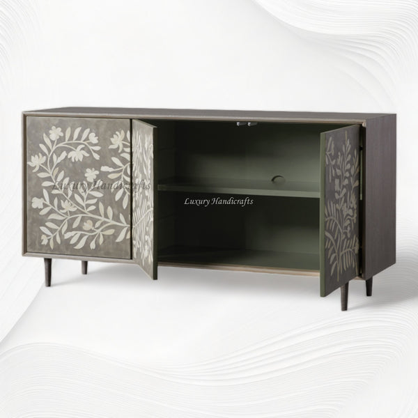 Bone Flower Media Console Dusk Finish