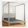 Bone Inlay Four Poster Bed Black