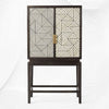 Bone Inlay Geometric Bar Cabinet Black