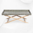 Bone Inlay Geometric Tray Coffee Table Black