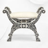Tabouret Jenny avec incrustation d'os, design floral, noir