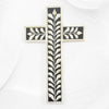 Bone Inlay Leaf Cross Black