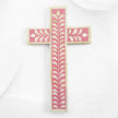 Bone Inlay Leaf Cross Pink