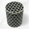 Bone Inlay Round Stool Honeycomb Design Black