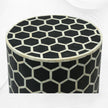 Bone Inlay Round Stool Honeycomb Design Black