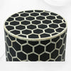 Bone Inlay Round Stool Honeycomb Design Black