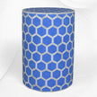 Bone Inlay Round Stool Honeycomb Design Light Blue