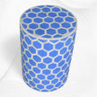 Bone Inlay Round Stool Honeycomb Design Light Blue