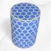 Bone Inlay Round Stool Honeycomb Design Light Blue
