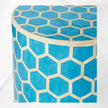 Bone Inlay Round Stool Honeycomb Design Turquoise
