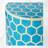 Bone Inlay Round Stool Honeycomb Design Turquoise