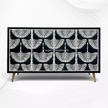 Bone Inlay Swan Cabinet 4 Door Black