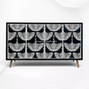 Bone Inlay Swan Cabinet 4 Door Black