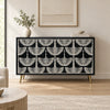 Bone Inlay Swan Cabinet 4 Door Black