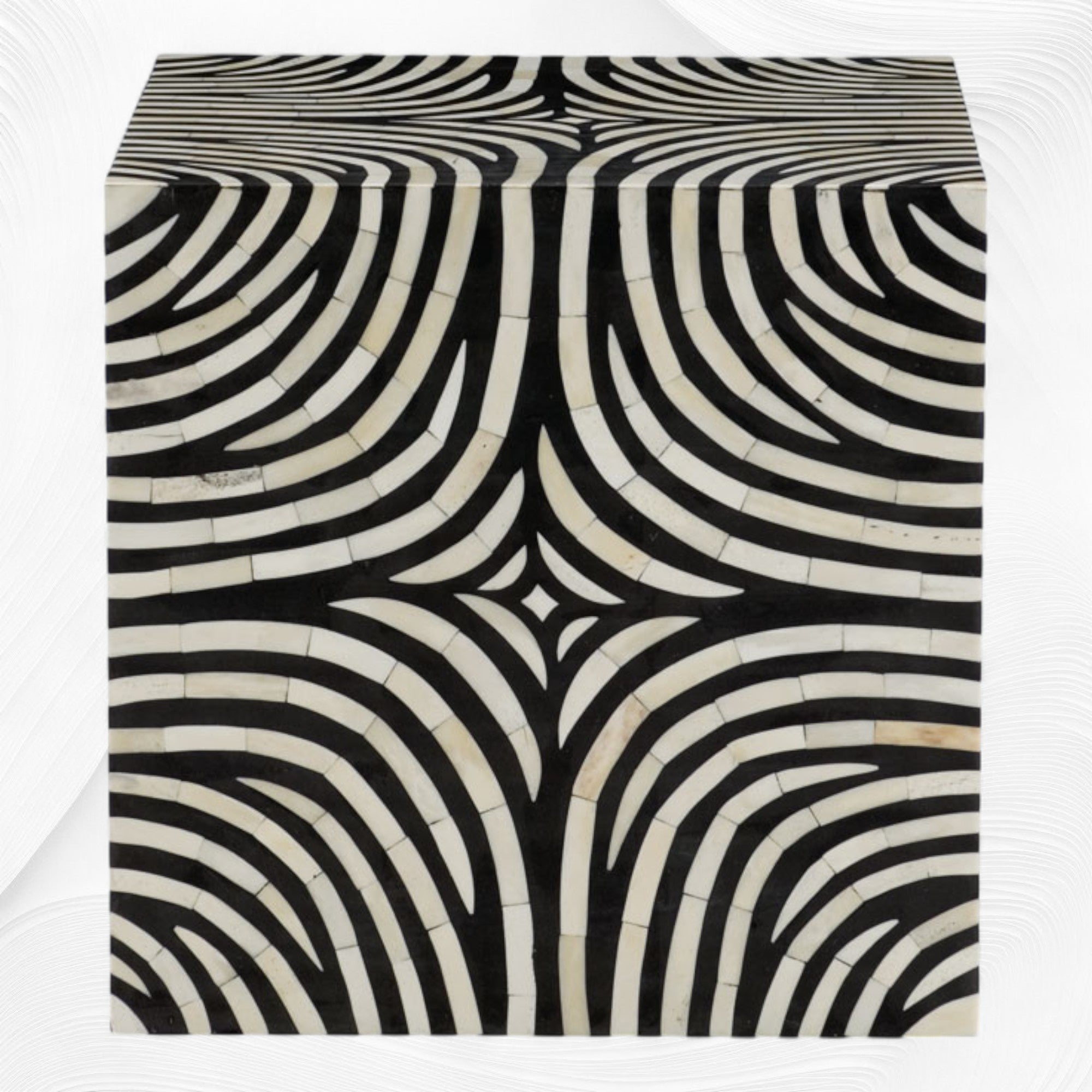 Bone Inlay Zebra Design Side End Table Black – Luxury Handicraft