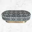 Moroccan Bone Inlay Oval Coffee Table Black 3